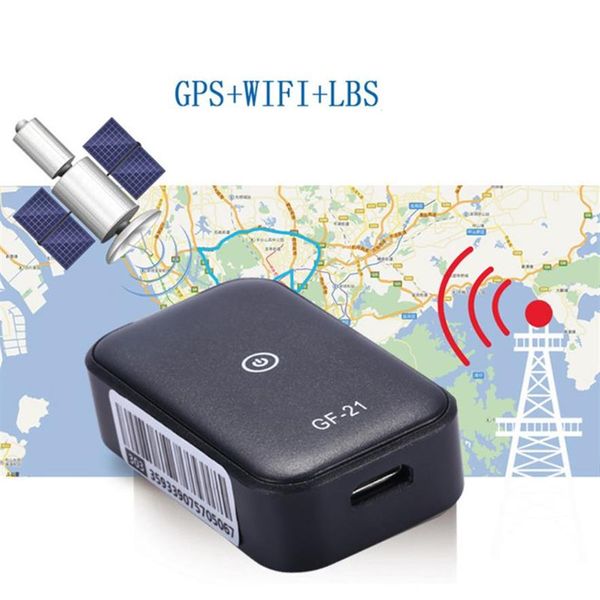 GF21 Mini GPS Rastreador de carro em tempo real Dispositivo anti-perda Controle de voz Localizador de gravação Microfone de alta definição WIFI LBS GPS Pos2475