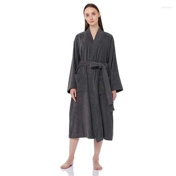 Damen-Nachtwäsche, Frottee-Baumwoll-Bademantel, Winter, absorbieren Wasser, Damen-Morgenkleid, El-Robe, V-Ausschnitt, Kimono für Damen, 2023