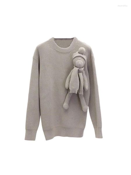 Maglioni da donna Sweet Bear Women Irregular Loose Casual Retro Pullover lavorati a maglia Autunno caldo ed elegante Maglieria moda