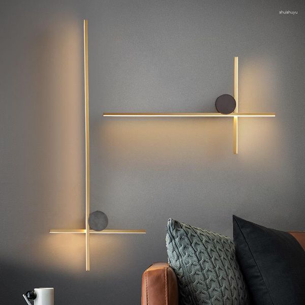 Luminária de parede apartamento moderno deco redondo preto vista lateral luz LED 900 mm/600 mm corredor suave iluminação interna