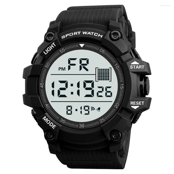 Relógios de pulso Moda Relógios digitais Relógio quadrado luminoso Pulseira de silicone Alta qualidade à prova d'água Mostrador externo Relógio masculino