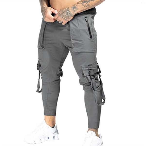 Pantaloni da uomo Uomo Nappa Nastro Abbigliamento autunnale Pantaloni alla moda Sport Tute da jogging Pantaloni della tuta Harajuku Streetwear