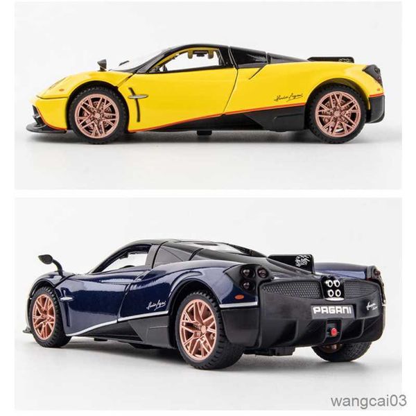 Diecast Model Cars 2023 32 Diecast Alloy Gull Wing Door Simulation Sound Light Tirare indietro Model Boy Collection Scene Decoration Car Toy R230807