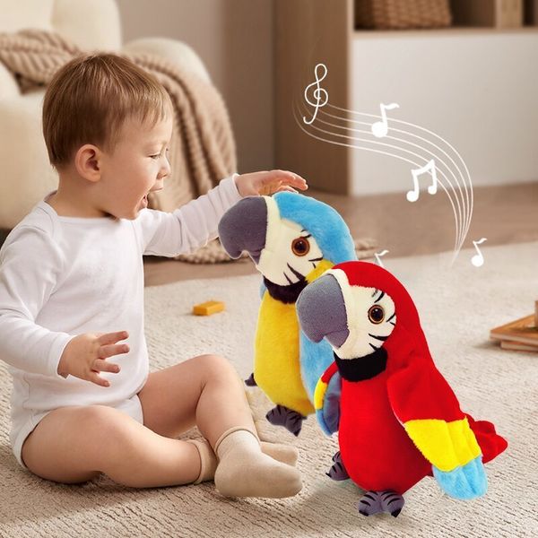 Plüschpuppen, farbenfroher, gesprächiger Papagei, interaktives, aufnehmbares und musikalisches Spielzeug, das mit den Flügeln schlägt und Kindern das Sprechen beibringt 230807