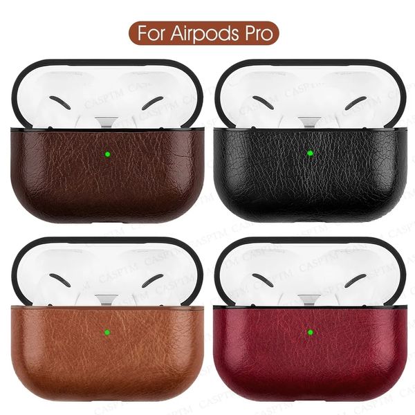 Coque Fone de ouvido de marca de luxo Estojo de couro para Apple Airpods 2 Pro Air Pods 3 Capas Protetora Caixa de fone de ouvido com Keychai