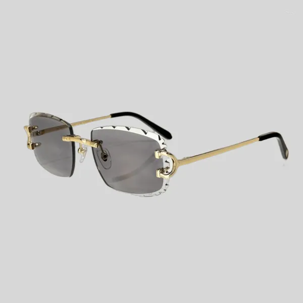 Sonnenbrille Diamant Schneiden Rechteck Rahmenlos Sommer Frauen Männer Metall Marke Designer Sonnenbrille Steampunk Vintage Brille Shades