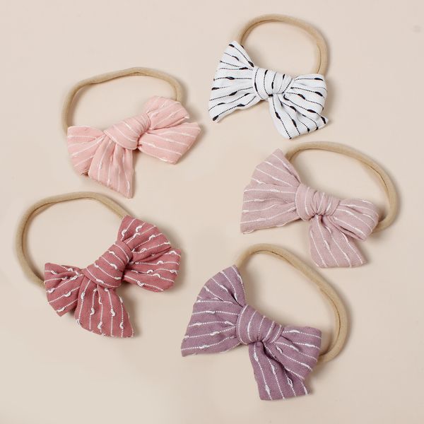 16204 Fascia per capelli con fiocco per neonate per bambini Fascia per capelli con fiocco a righe per bambini Bandana per bambini in nylon morbido