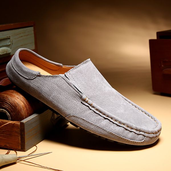 Sandalet Yaz İtalyan markası el yapımı deri ayakkabılar loafers gri dip ayakkabıları erkekler için nefes alabilen siyah mavi katır terlikleri erkekler için 230807
