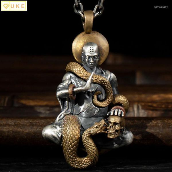 Collane con ciondolo 925 Placcato argento Buddha Mille mani Kwan-Yin Vuoto Nascosto Zodiaco Ox Tiger Aryaacalanatha Chicken Guardian Collana