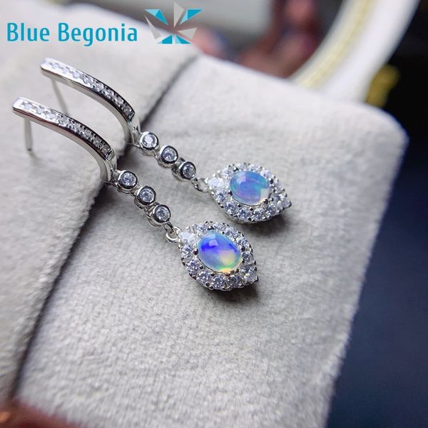 Stud Kadınlar İçin Doğal Opal Küpeler Yıldönümü Hediyesi Güzel Takı 925 STERLING Silver Girl Friend 3 5mm 5 7mm Taşlar 230807