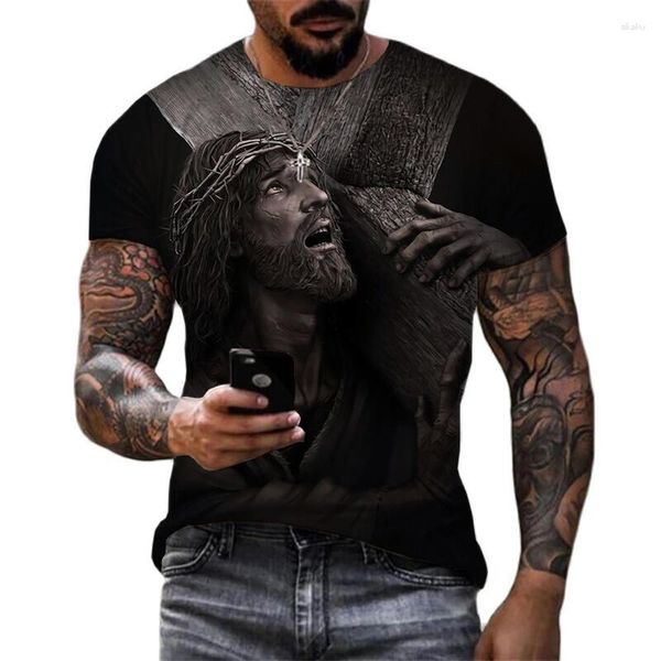 T-shirt da uomo 2023 Estate e T-shirt manica corta da donna Casual 3D Gesù Cristo Stampa Moda Harajuku Street Abbigliamento