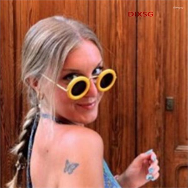 Óculos de Sol Clássico Redondo Vintage Moda Feminina Marca Design Armação de Metal Óculos de Sol Feminino Óculos Retrô Gafas