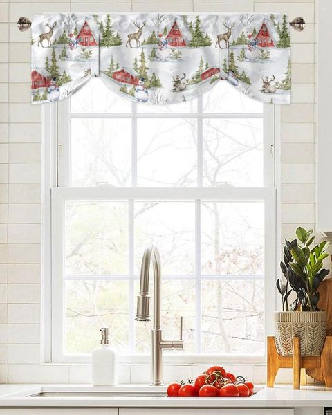 Perde Noel çiftlik evi ren geyiği orman penceresi oturma odası mutfak dolabı bağan çubuk cep