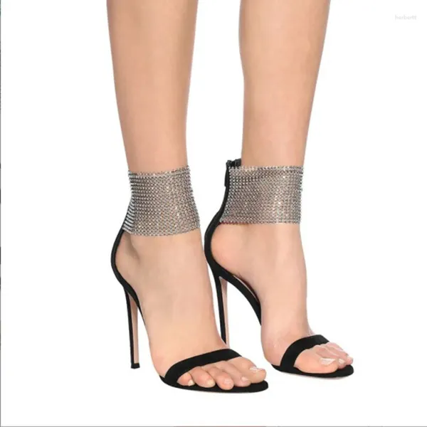 Sandali Donna 2023 Summer Fashion Luxury Strass Tacco alto Sexy Crystal Elegant Party Shoes Zapatos femminili