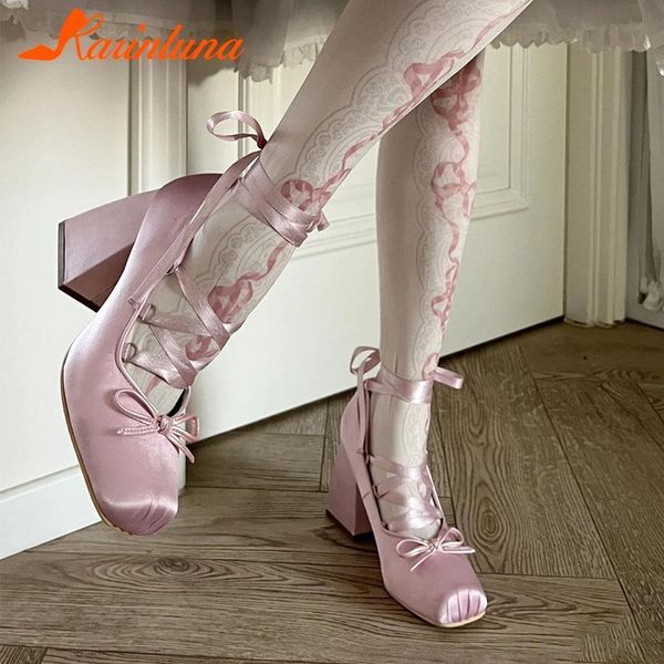 Kleid Schuhe Chunky Heels Lolita Pumps Schuhe Marke Frühling Sommer Französisch Stil Eleganz Frauen Pumps Lace Up Ballett Stil einzelne Schuhe 230807