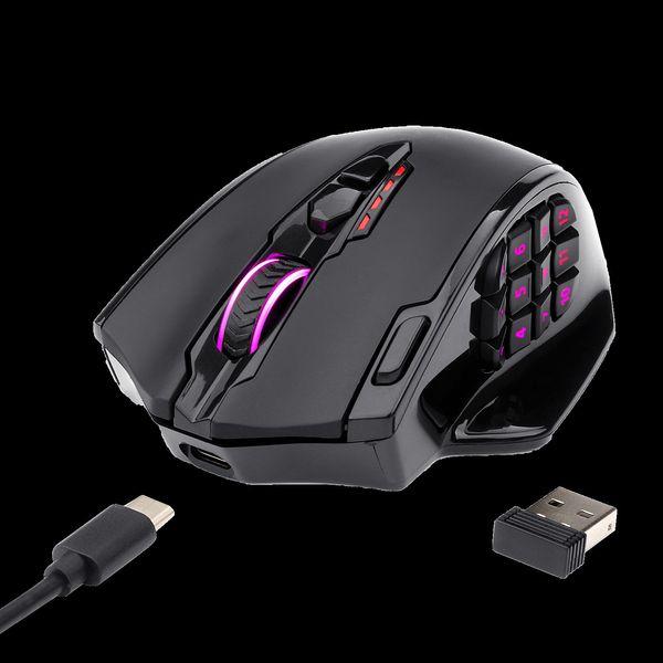Mouse Redragon M913 Impact Elite sem fio para jogos com 16 botões programáveis 16000 DPI 80 horas de bateria e sensor óptico profissional 230808
