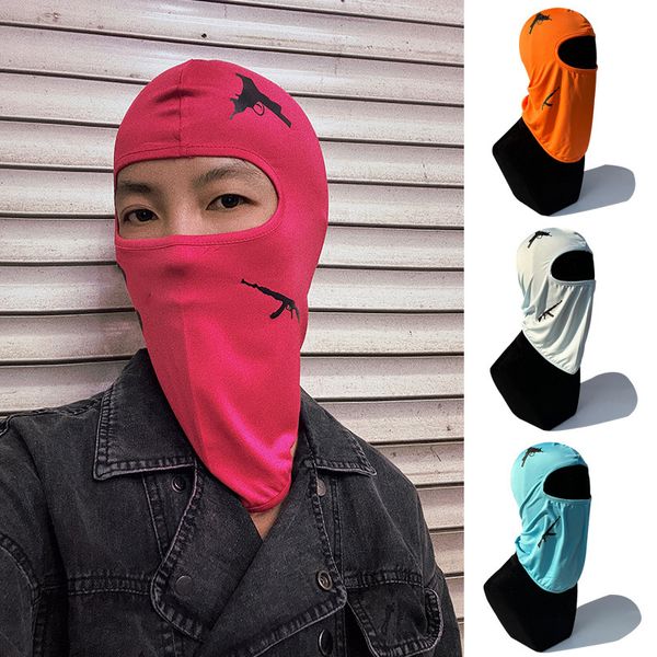 Beanie Kafatası Kapakları Motosiklet Yüz Maskesi 1 Delik Baskı Dış Mekan Spor Bisiklet Kapağı Rüzgar Geçirmez Balaclava Tam Kapak Şapkası Yaz Güneş UV Koruma 230808