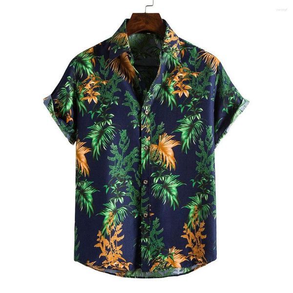 Camisas masculinas casuais camisa havaiana estampa de frutas 3D manga curta secagem rápida praia tamanho grande ao ar livre