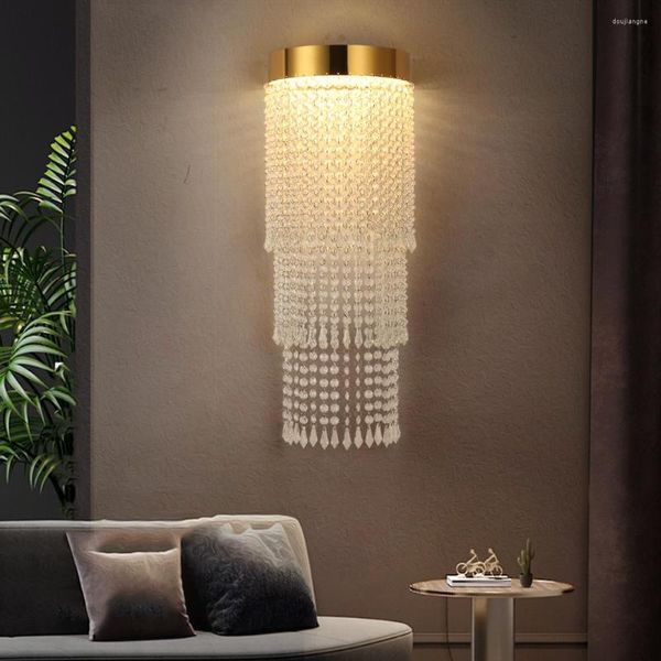 Duvar lambası altın krom kristal yatak odası ışık modern yaratıcı tasarım çörekler lüks ev dekor kapalı cristal başucu parlak