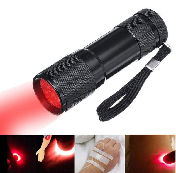 Mini portatile luminoso 9led luce rossa torcia portachiavi luci lampeggianti torcia t per la caccia fonti di luce forense lampada