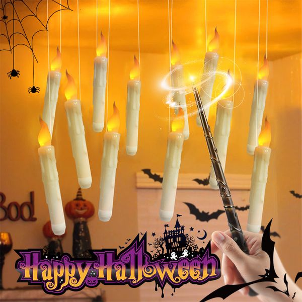 Altre forniture per feste di eventi 122436Pcs Candele galleggianti con bacchetta magica Telecomando LED Candela appesa senza fiamma Luce lampeggiante Decorazioni per la casa di Halloween 230808