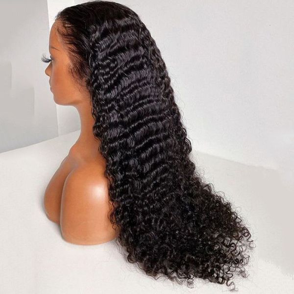 Lace Wigs Natural Black Front Wig Human Hair 180 Deep Wave For Women Prepened 13X1 Peruvian 230807