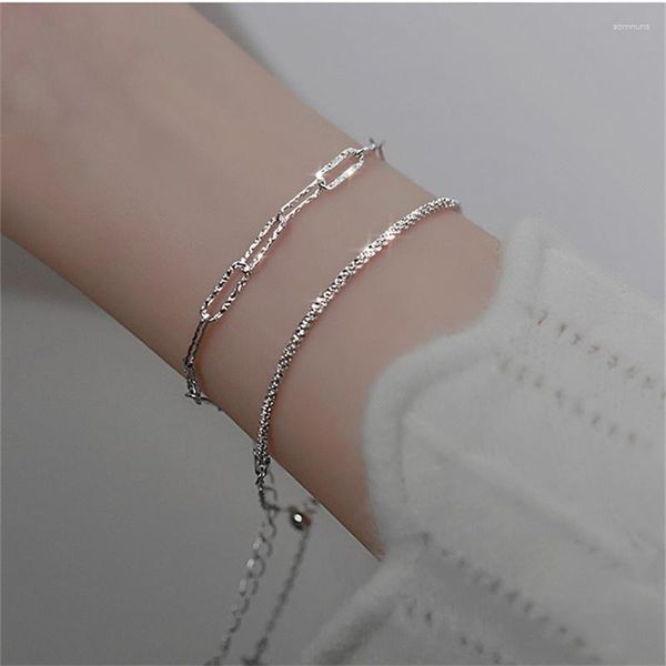 Charm Bracelets 2PCS Para Mulheres Jóias Belas Gypsophila Geométrico Pulseira Feminina Banhada a Prata Conjunto de Pulseiras para Meninas Presente de Aniversário