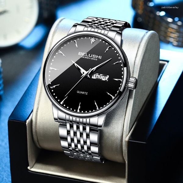 Relógios de pulso Drop Business Relógio de pulso de quartzo ultra fino simples casual pulseira relógios para relógio masculino aço à prova d'água masculino