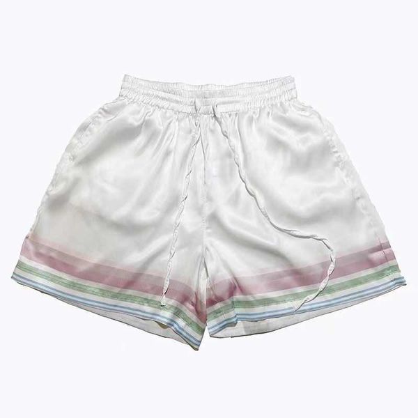 CASABLANCA 22SS Shorts de Seda Estampados Clube de Tênis Capris para Homens e Mulheres Casais Soltos Moda de Verão