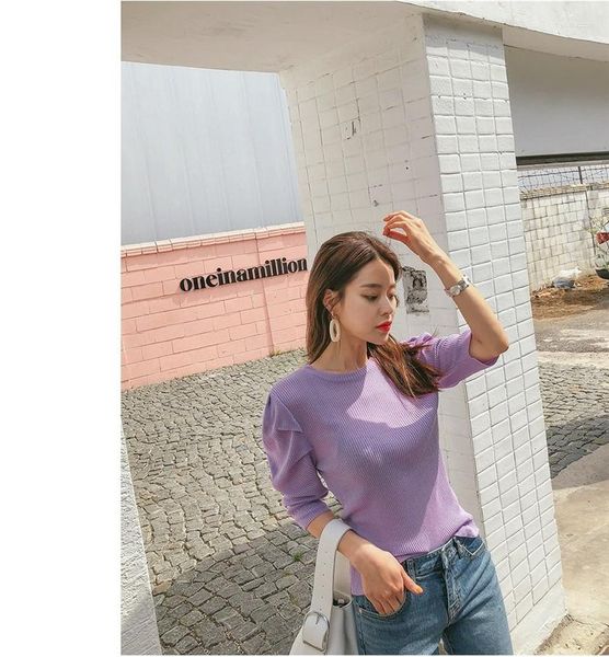 Maglioni da donna 2023 Corea del Sud All'inizio della primavera Lazy Loose Big Size Spice Personality Bubble Sleeve Short Foreign Trade Twist Jumper Knitting