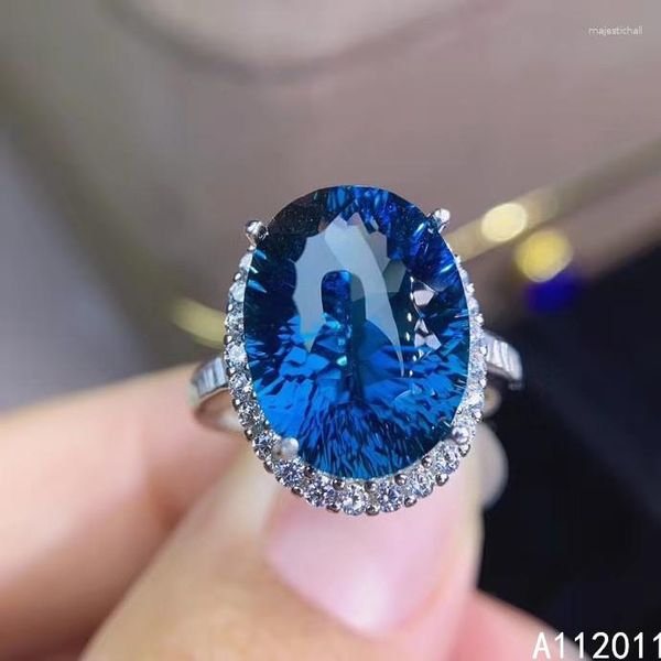 Küme halkaları kjjeaxcmy ince butik mücevher 925 Sterling gümüş doğal mücevher taşları mavi topaz asil ayarlanabilir kadın bayan kadın kız yüzük