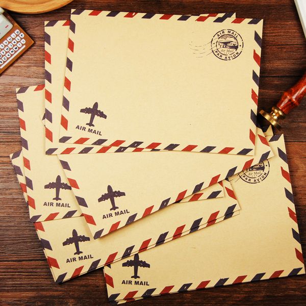 Cartões de felicitações Kraft Air Mail envelopes branco casamento Brown Paper Envelope Convite embalagem de correio aéreo vintage 50pcslot 230808