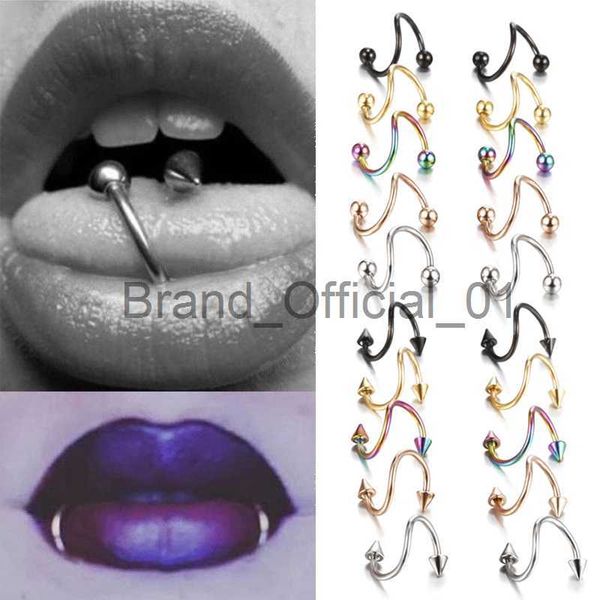 2 PÇS Aço Cirúrgico Septo Piercing Labial Anel Horseshoe Labret Piercing Punk Spike Nariz Piercing Sobrancelha Jóias x0808