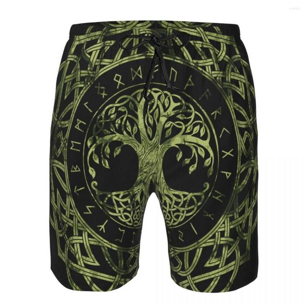 Shorts Masculino Roupa de Banho Masculina Natação Short Trunk Norse Nordic Viking Tree Life Prancha de Praia Natação Surfe