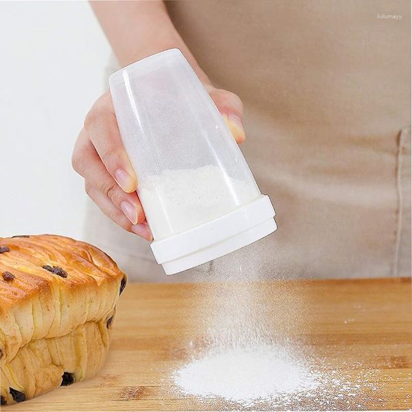 Utensili da forno Agitatore per polvere portatile in plastica Mesh Farina Bolt Setaccio Setaccio manuale per zucchero a velo Attrezzo da cucina fai-da-te