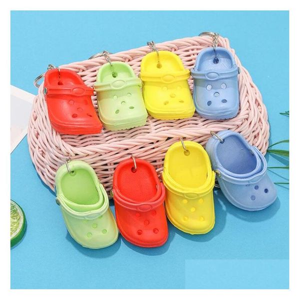 Schuhteile, Zubehör, Großhandel, 3D-Mini-Schlüsselanhänger, Schuhe, Srocs, Schlüsselanhänger, Clog-Sandale, Partygeschenke, Ketten, süße Eva-Kunststoff-Schaum-Loch-Sandale