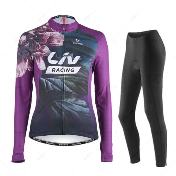 Conjuntos de Camisas de Ciclismo Liv Feminino Conjunto de Outono Manga Comprida Roupas Respiráveis MTB Maillot Ropa Ciclismo Bicicleta Roupas Esportivas Uniforme de Bicicleta 230807