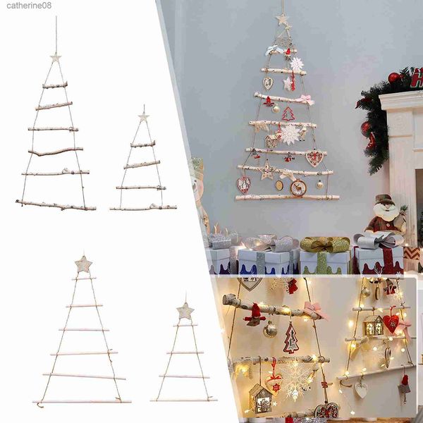 Weihnachten Holz Baum Zweig Trapez Anhänger Holz Seil Leiter Weihnachten Wohnzimmer Wand Hängen Ornamente Geschenk Weihnachten Decor L230621