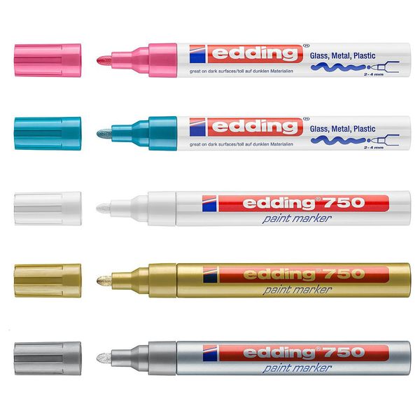 Malstifte 1 Stück Edding 750 wasserfester Permanentmarker Metallic-Farbe für Industrieprodukte Professionelle 230807