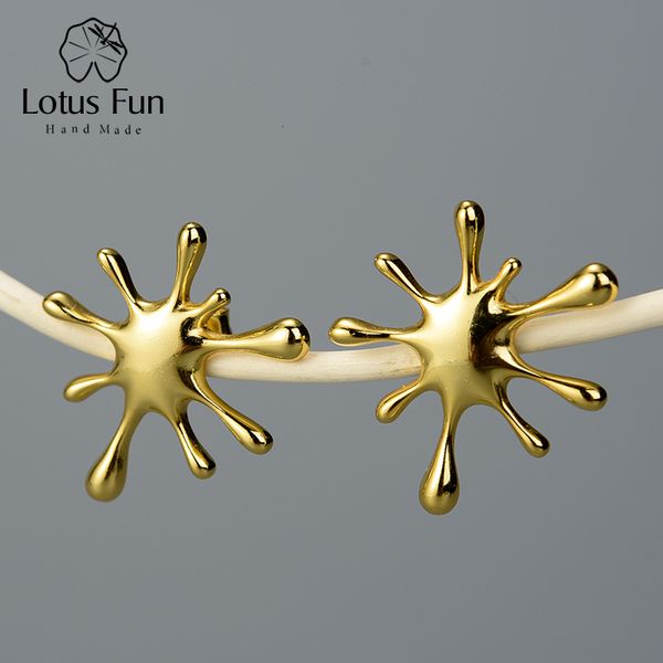 Stud Lotus Fun Real 925 Silver Sterling Natural Creative Handmade Designer Joias finas Salpicos Brincos de metal para mulheres 230807