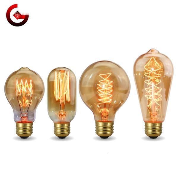 Other Home Garden Retro Edison Bulb E27 220V 40W Light A60 ST58 ST64 T10 T45 T185 G80 G95 Filamento Vintage Ampola Lâmpada Espiral Incandescente 230807