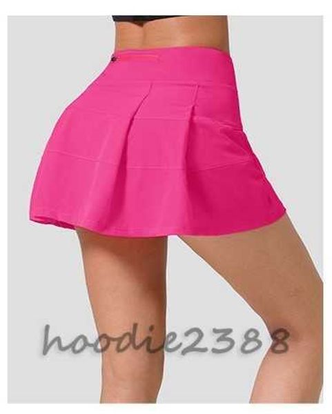 Saia Hottie Saia com bolsos, saia esportiva casual, saia esportiva de cintura de ioga anti-vazamento, saia de corrida de badminton de secagem rápida, duas camadas