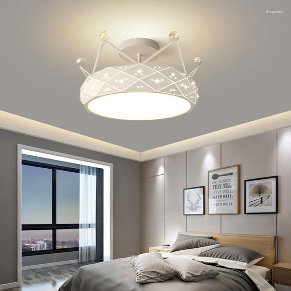 Plafoniere Lampadario a sospensione a corona a led Lampade a sospensione per camera da letto per bambini Illuminazione per interni Apparecchio dimmerabile dal design moderno in oro