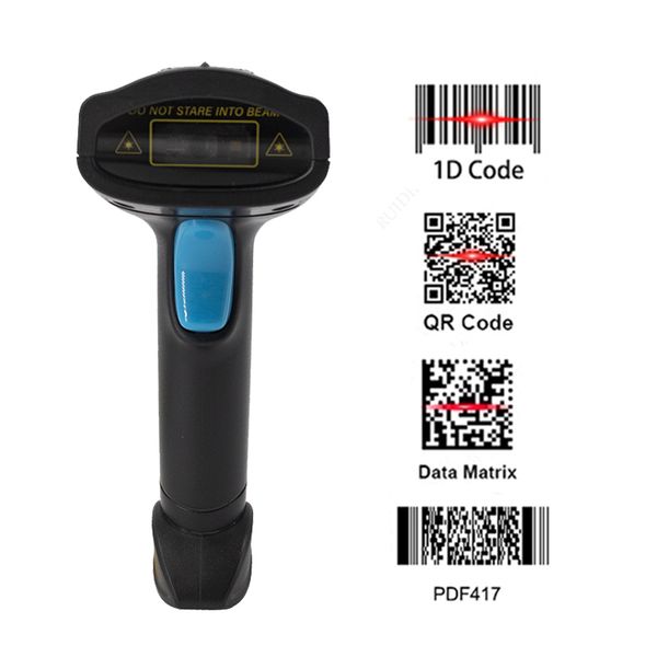 Scanners 1D 2D Leitor de código de barras com fio ou sem fio qr Code Handheld Bluetooth Leitor de barra portátil PDF417 Datamatrix 230808