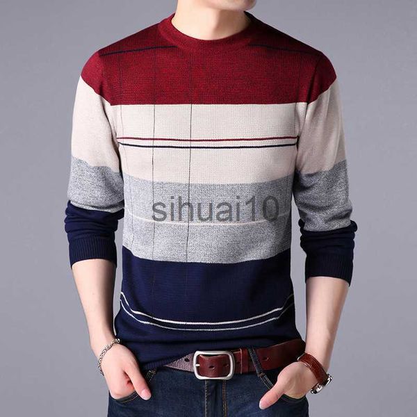 Camisolas Masculinas 2021 Fashion High End Designer Brand Mens Knit Patchwork Wool Pullover Sweater Crew Neck Autum Winter Casual Jumper Men Clothing J230808