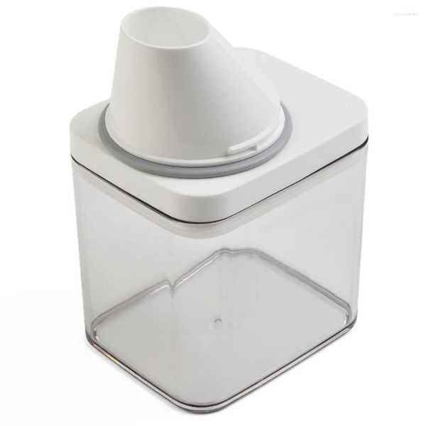 Dispenser di sapone liquido Coperchio della scatola di immagazzinaggio per il lavaggio Contenitore per polvere trasparente Contenitore per bucato bianco Plastica