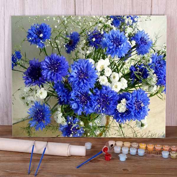 Resimler çiçekler vazo gülleri boyama sayılara göre boyama seti yağlı boyalar 4050 resim po tasarım el işi 230807