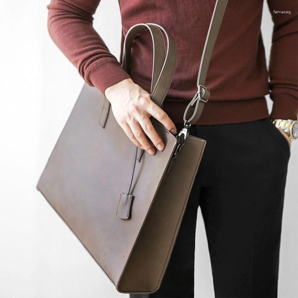 Cartelle Portadocumenti Moda Versatile Pu Tote Bag Trend Borsa a tracolla Borsa a tracolla da uomo