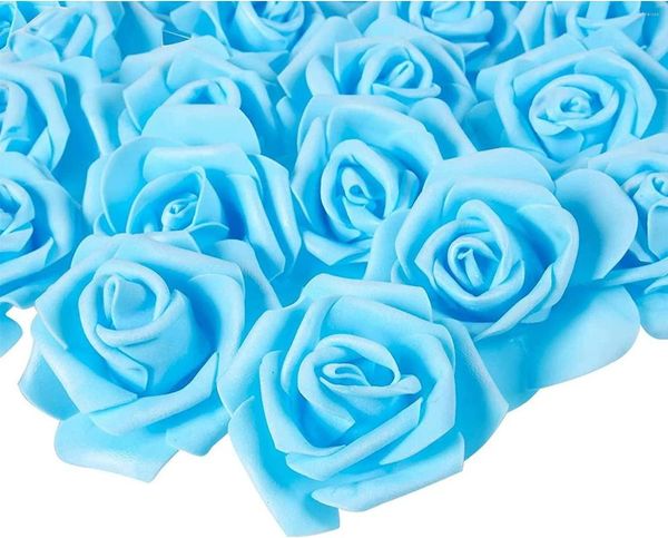 Fiori Decorativi Rosa Capolini Rose Artificiali Per Matrimoni Fai Da Te Artigianato (3 In Blu Confezione Da 100)