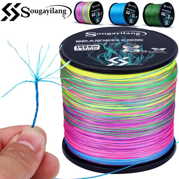 Treccia Sougayilang 9 fili PE Lenza da pesca 300M 500M 1000M Multifilamento Filo da pesca Carp Fishing Line Tool 230807